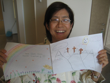 Happiness is having a niece and nephew who drew pictures for me.