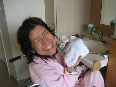 Warm towel in hospital